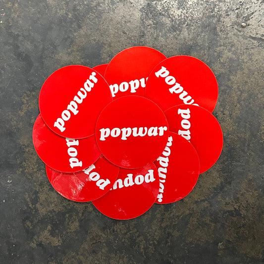 Vintage Sticker Pack 10 Popwar Skateboards 3.5" Circles
